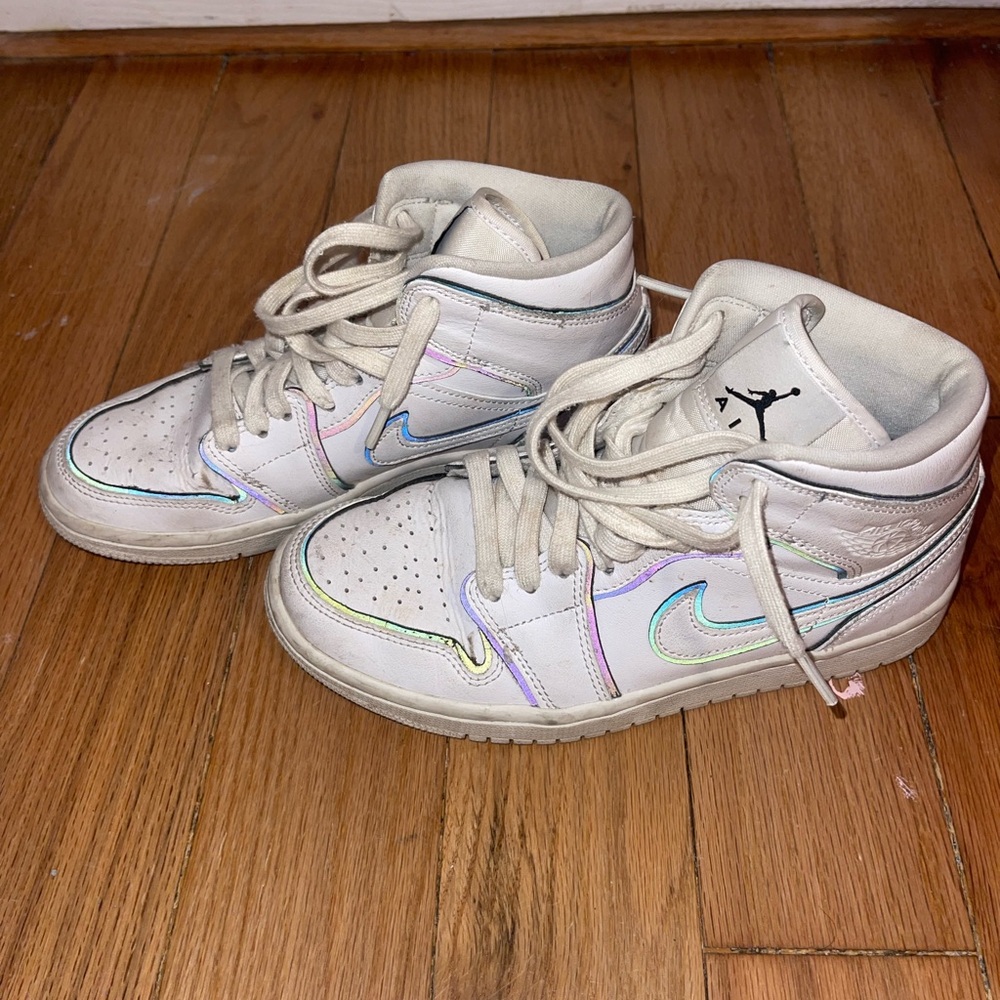 Jordan White and Iridescent Athletic Shoes